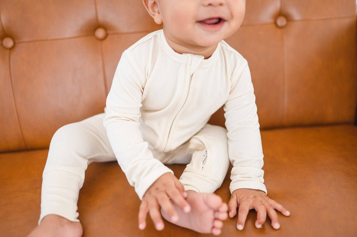 Cream Bamboo Zipper Baby Sleeper