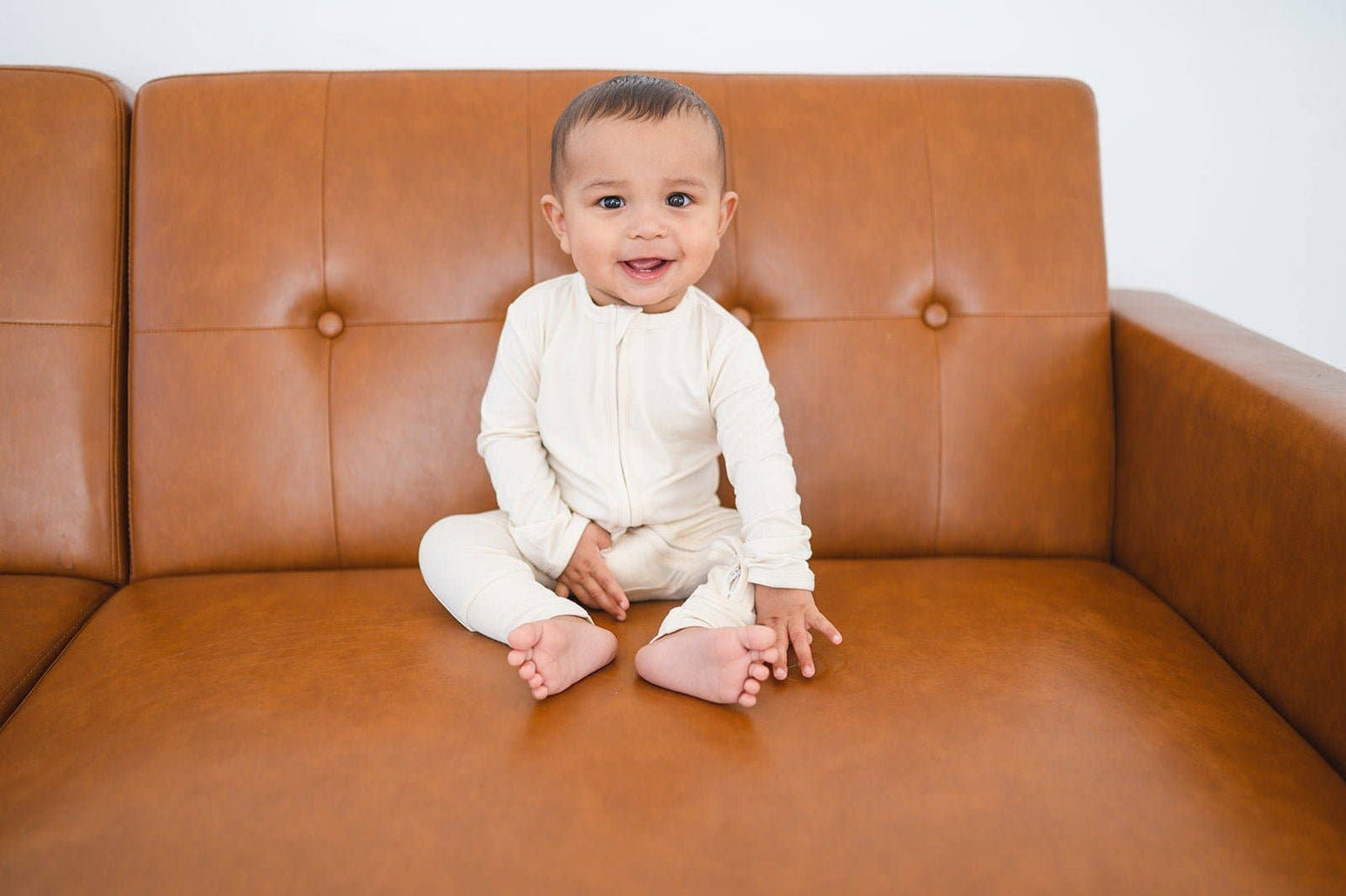 Cream Bamboo Zipper Baby Sleeper
