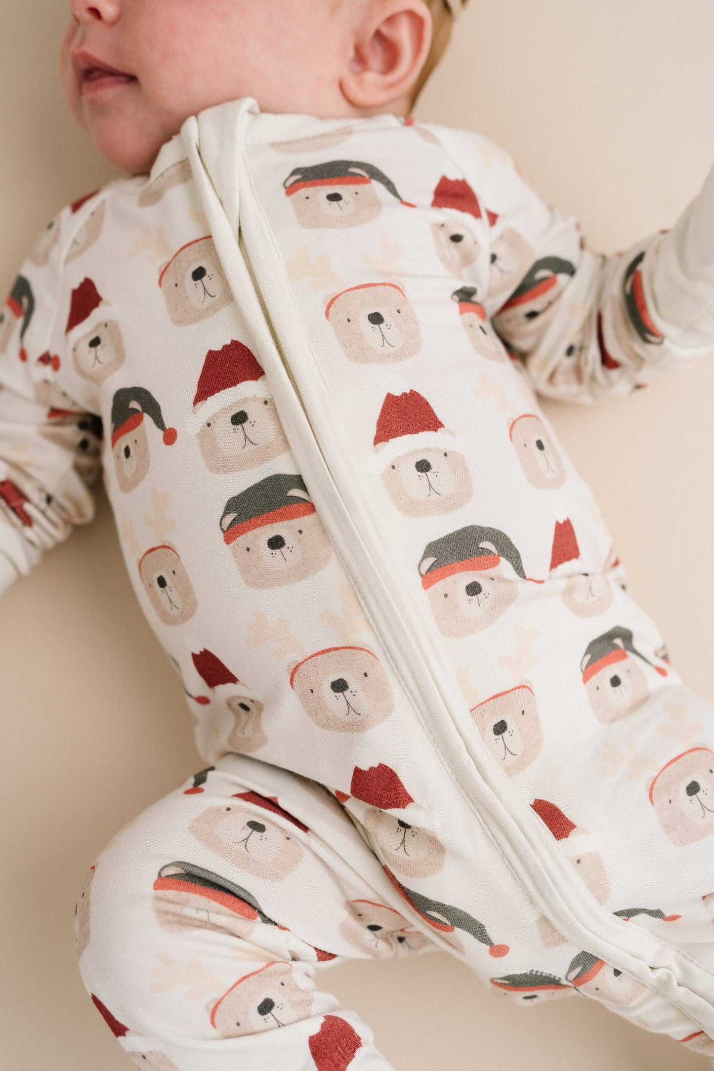 Beige Christmas Bears Bamboo Sleeper