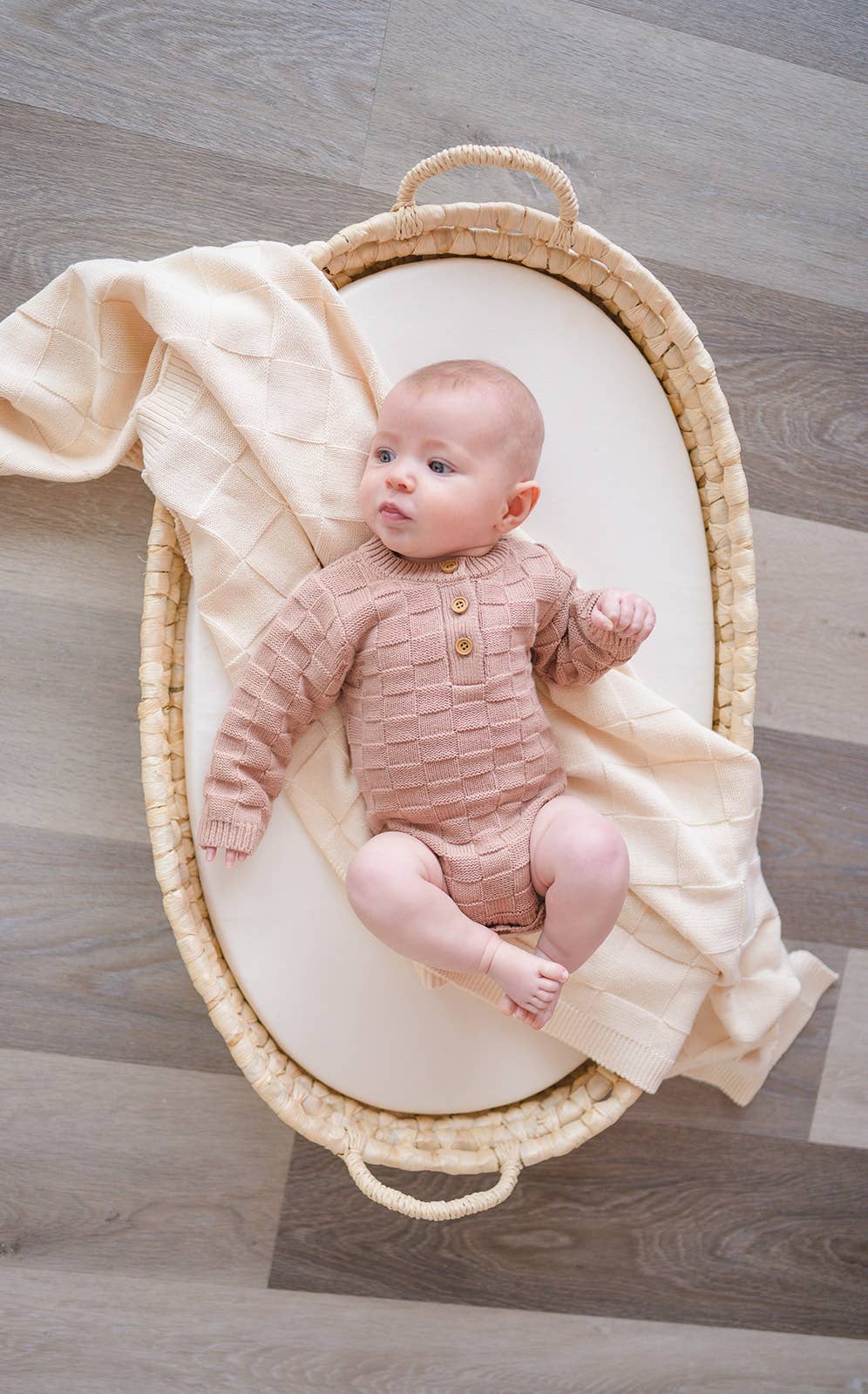 Organic Knit Bodysuit- Mocha Checker