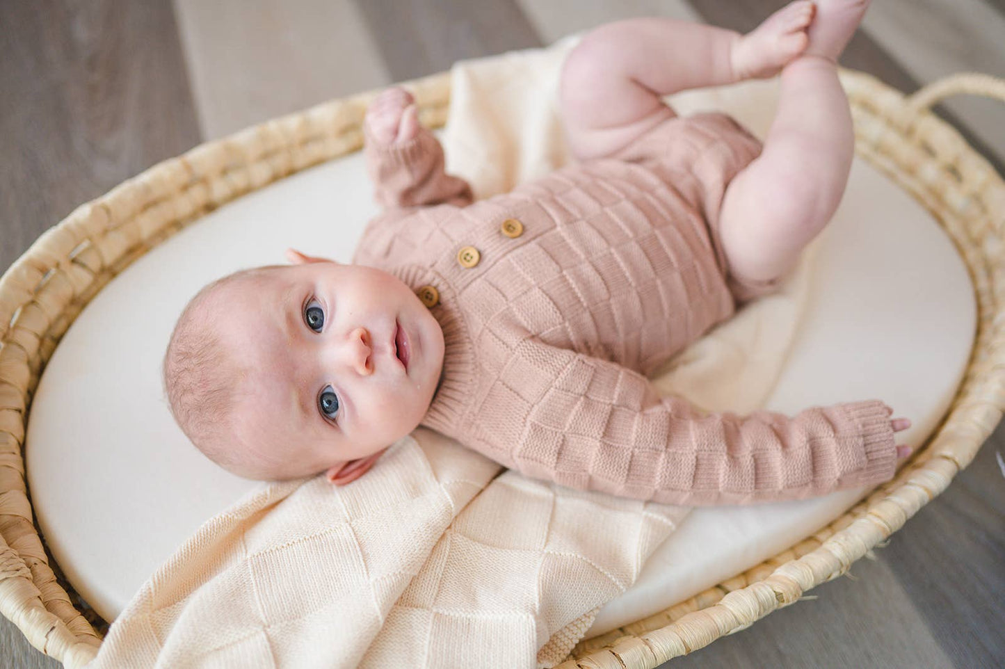 Organic Knit Bodysuit- Mocha Checker