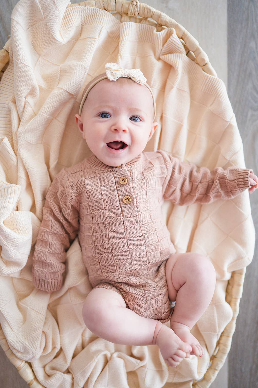 Organic Knit Bodysuit- Mocha Checker