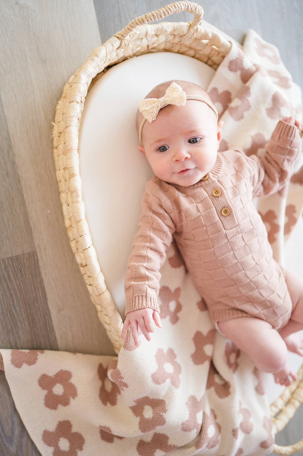 Organic Knit Bodysuit- Mocha Checker